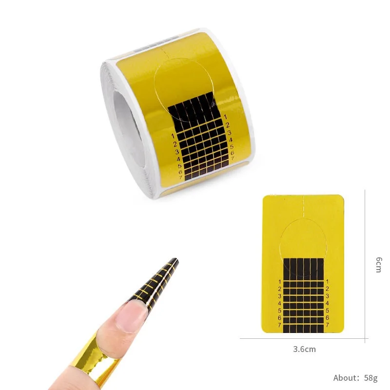 

500pcs Nail Forms for nails art extension paper Sticker UV Gel Building Self-Adhesive gold rectangular manicure tool NAT040