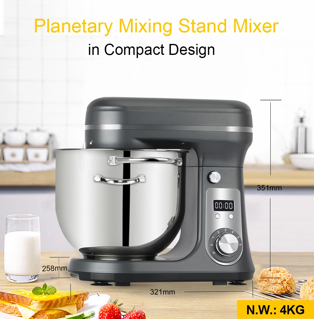 Stand Mixer Stand Mixer 500W 6 Speed Electric Food Mixers Kitchen Mixing  Stainless Steel with Whisk, Beater, Splash Guard & Mixing Bowl for Baking
