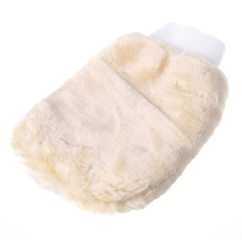 Scratch Sheepskin Lambswool Quick Automotive Wash Mitt Brush Large Size Lint Sponge Glove for Car Care Helper