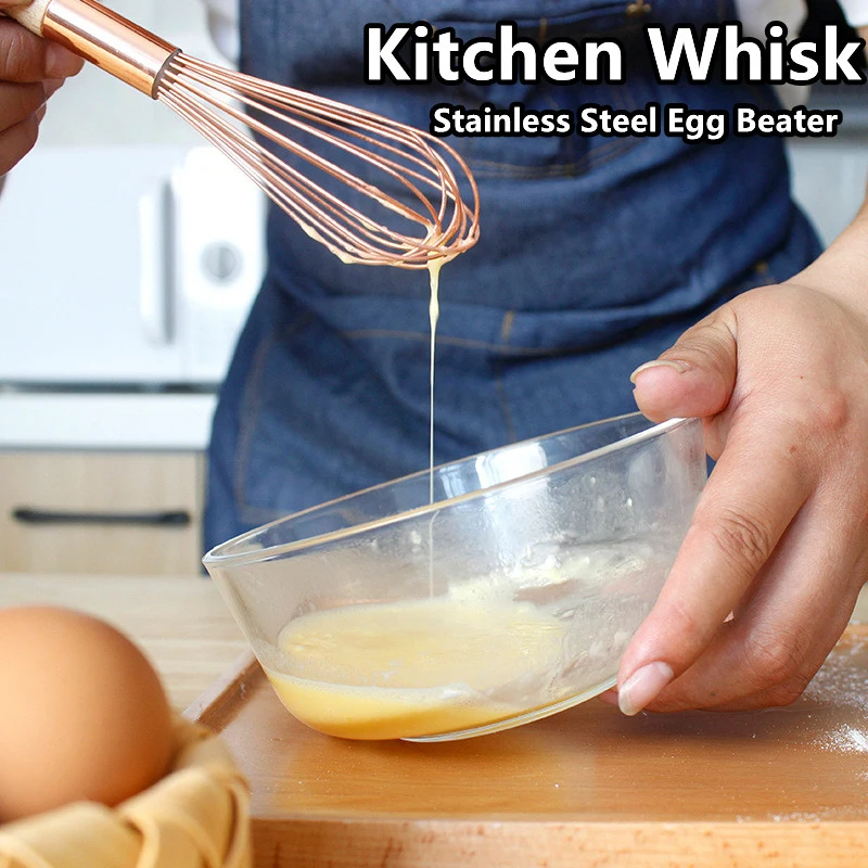 

Венчик Beechwood с ручкой, венчик из нержавеющей стали, взбивающийся смеситель для напитков, ручной смеситель, взбиватель, венчик для масла, кухонные инструменты для выпечки