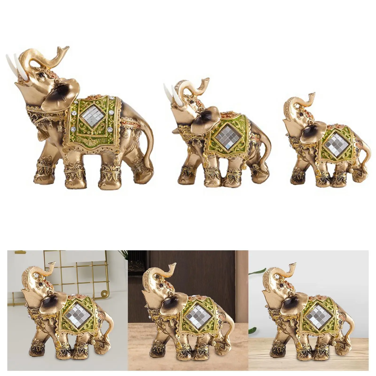 Elephant Decor Resin Elephant Statues Creative Elephant Sculpture Collectible Figurines for Home, Living Room, Party Decor