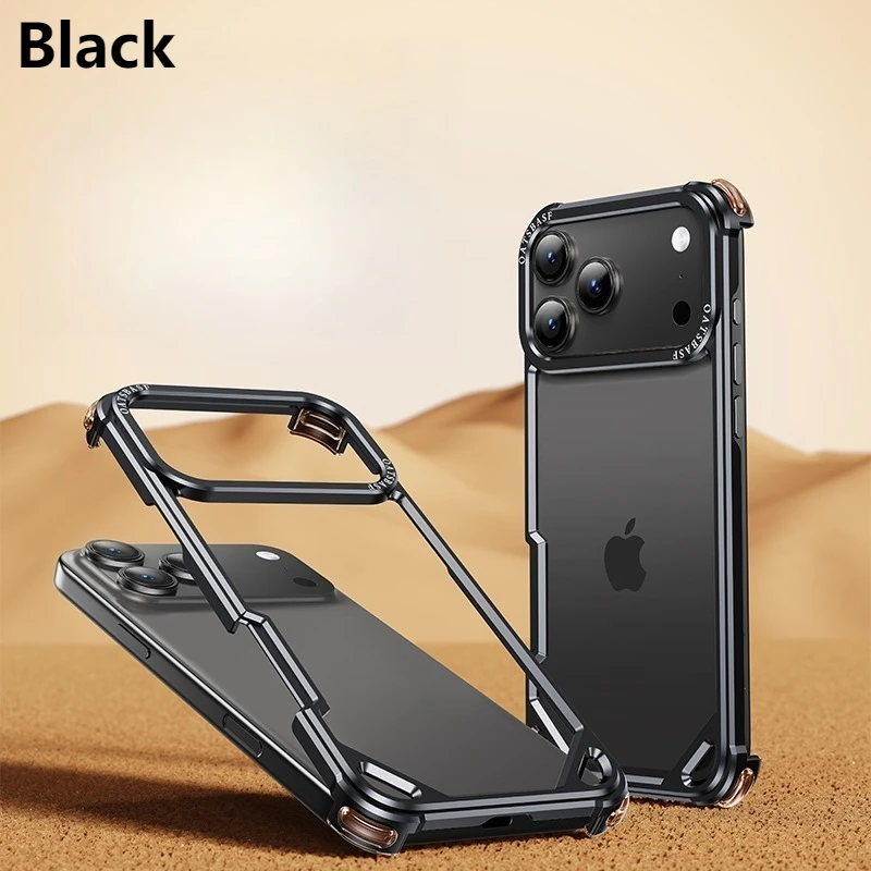 Oatsbasf Ultra-Thin Frameless Metal MagSafe Phone Case with Air Cushion Shockproof Protection