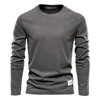 Men‘s T-shirts 100% Cotton Long Sleeve Casual Tops Solid Color High Quality Backing T-Shirt Spring Autumn Classic Men Clothing 1