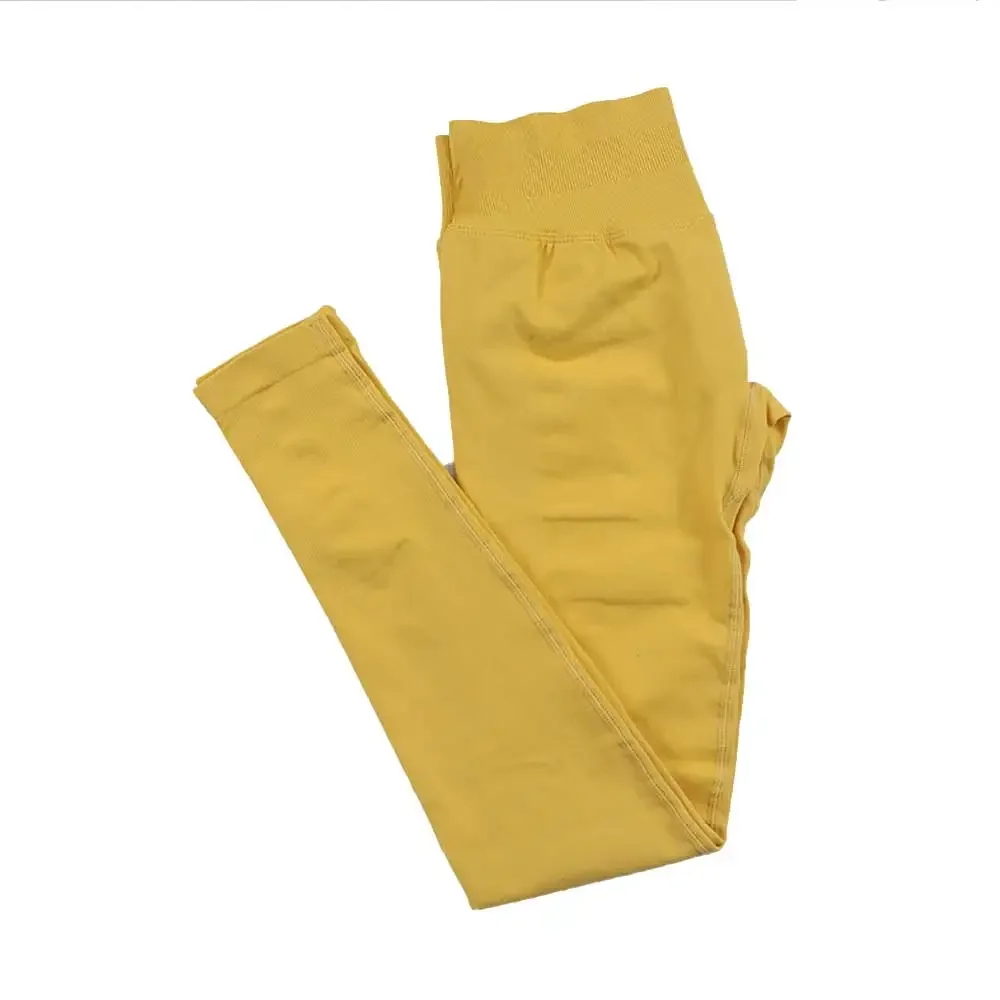 Leggings para mujer Dfyoga, pantalones deportivos de Yoga sin costuras, banda baja acanalada, ropa de gimnasio, ropa de entrenamiento para Fitness, medias para el trasero