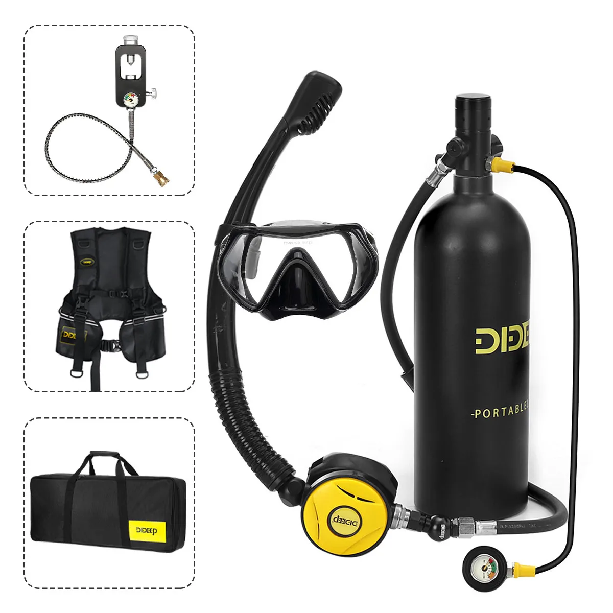 DIDEEP X5000 Plus+ 2L Scuba Diving Tank Air Snorkeling Oxygen Cylinder Underwater Equipment with