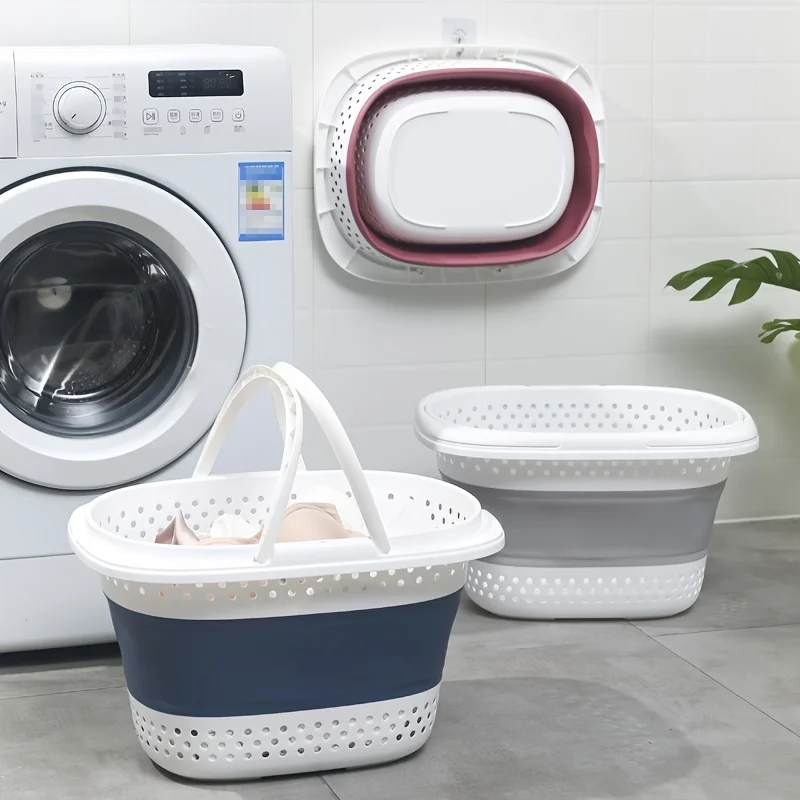 1PC 18L folding dirty clothes basket, portable design, wall hanging dirty clothes basket, suitable for laundry rooms and bedroom 4