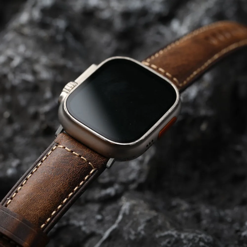 Vintage genuine leather watch band for Apple Watch 3/4/5/6/7/8/SE/SE2/Ultra 42mm 44mm 45mm 49mm watch strap