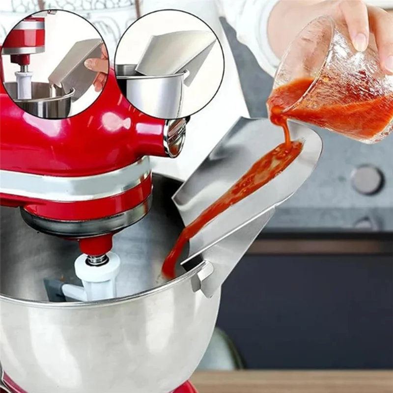 For Kitchen Pouring Trough for Kitchen Aid Mixers Stainless Attachment Universal Splash Guard for Food Processor Accessorie
