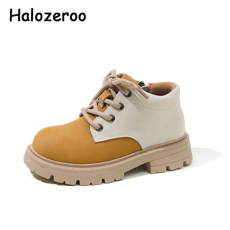 

New Kids Riding Boots Baby Girls Genuine Leather Ankle Shoes Children Brand Fashion Boots Boys Rome Platform Brouge Shoes Autumn