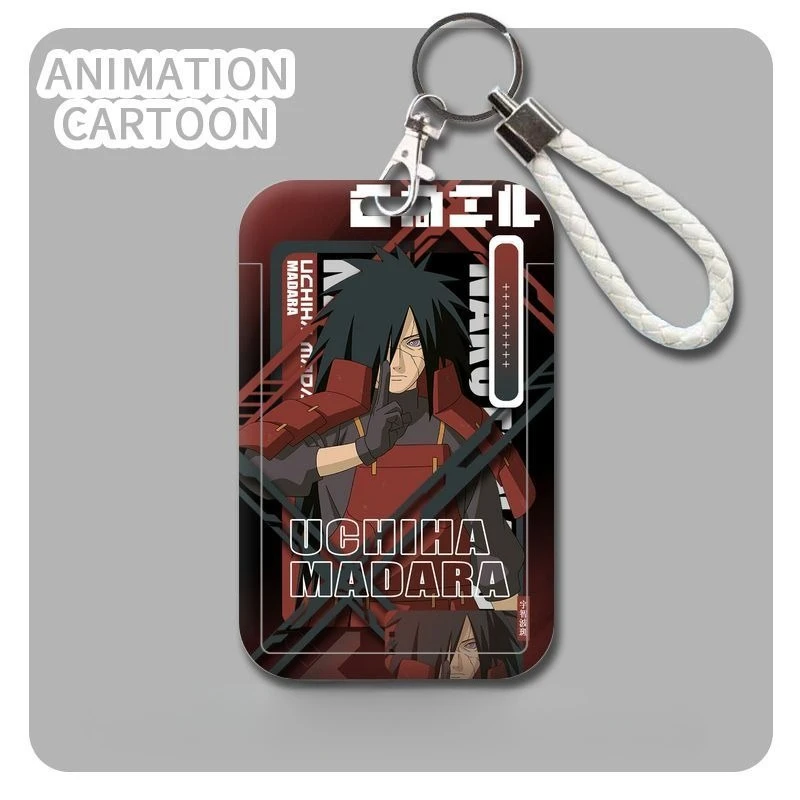Naruto & Sasuke Cartoon Card Holder with Anti-Loss Case and Pendant