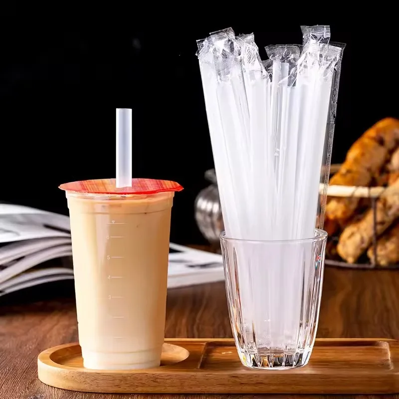 Transparent Straws Individually Packaged Disposable Straws Suitable Party Wedding Milk Juice Milkshake Coffee 100/200PCS