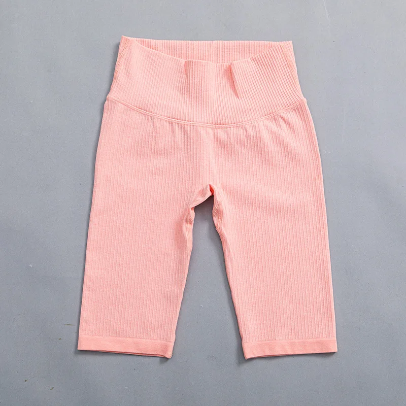 Ribbed Seamless Running Shorts Biker Shorts Women High Waisted Tight Gym Leggings Squat Proof Tummy Control Workout Booty