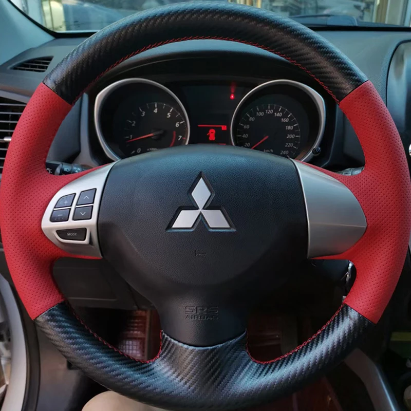 

Car Steering Wheel Cover For Mitsubishi Lancer X 10 Outlander 2007-2013 ASX 2010-2013 Hand Stitched Genuine Leather accessories