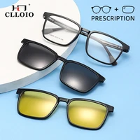 CLLOIO Flip-up Magnetic Clip-on Prescription Glasses Men Women TR90 Polarised Myopia Sunglasses Night Vision Reading Glasses