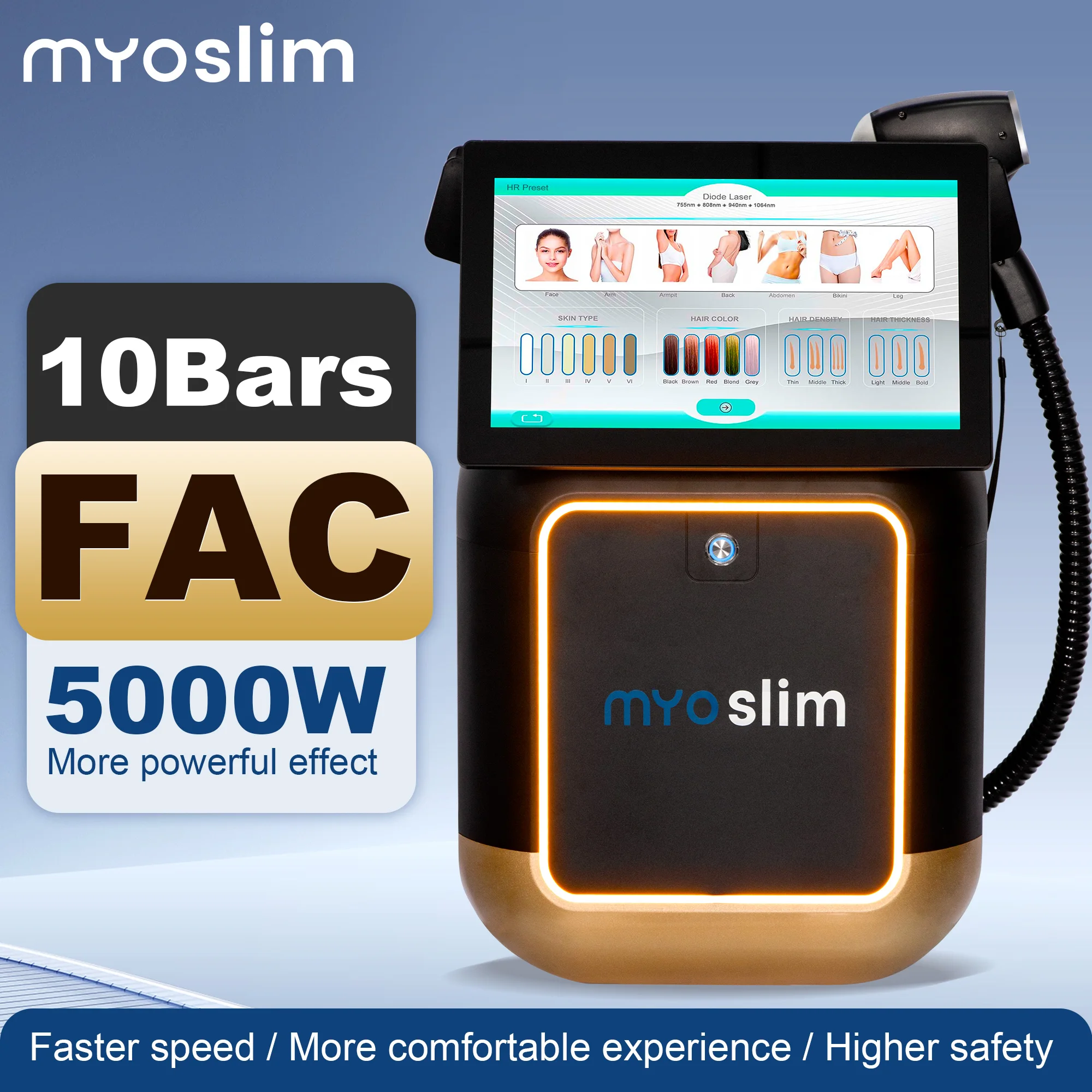 5000W 10Bars Professional 808nm FAC Diode Hair Removal Machine Permanent Hair Remov Equipment Painless Body Epilator Devi 2