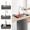 304 Stainless Steel Kitchen Sink Rectangular Single Sink Kitchen Sink Washbasin Set With Pull Out Faucet 2