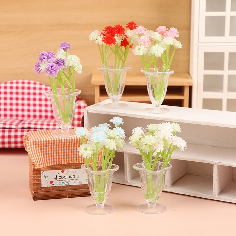 

Модель кукольного домика 1/12, миниатюрный цветок с вазой, растение для кукольного домика в горшке, украшение для кукольного домика, аксессуары для дома