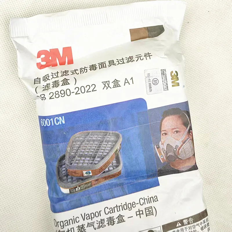 Cartouches filtrantes 3M 6001 pour vapeurs organiques, détail du filtre à charbon actif