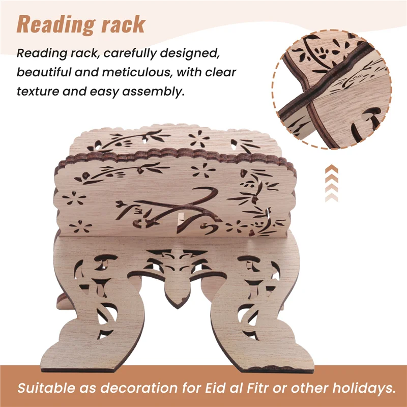 Kuran Quran Koran Holy Book Stand Holder, Wooden Eid Al-Fitr Shelf For Islamic Books And Bible Reading, Islam Home Decor