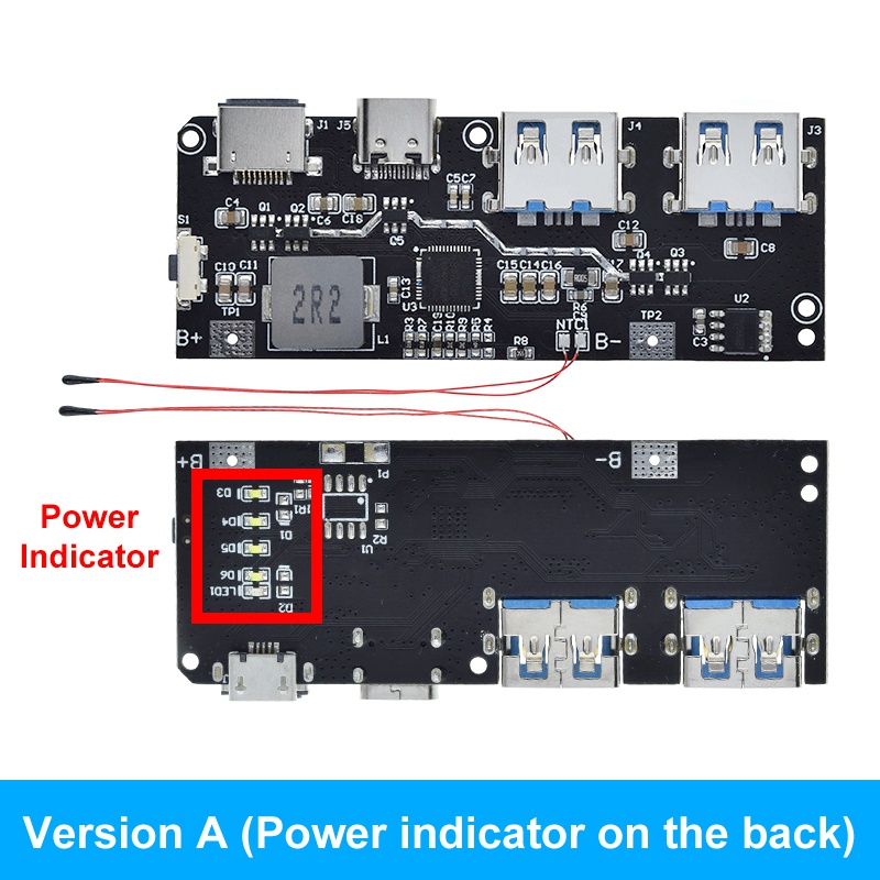 DIYTZT QC4.0 QC3.0 LED Dual USB 5V 4.5A 22.5W Micro/Type-C USB Mobile Power Bank 18650 Charging Module Temperature Protection
