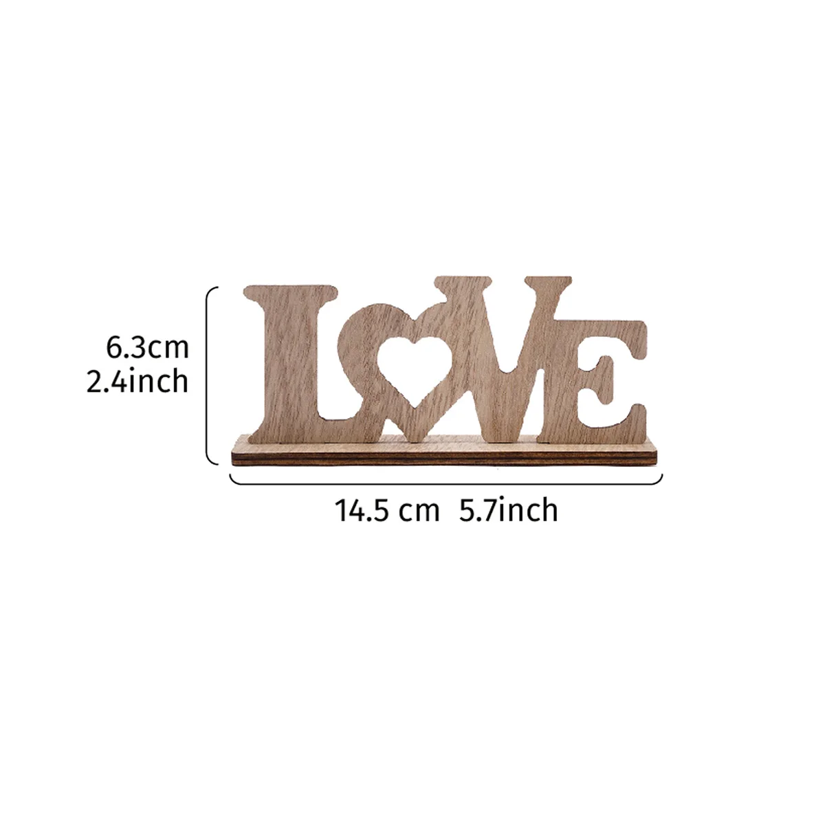 1PC, modern wooden hollowed-out heart-shaped letter decorative item, modern simple and warm home decoration desktop item