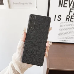 Litchi Pattern PU Leather Hard Case - Lightweight Shockproof Cover for Xperia 10 VI (Black)