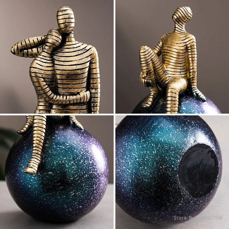 Creative Figure Sculpture Ornaments Resin Crafts, Modern Home, Office, Study, Bookshelf, Cabinet Art Exhibition Decorations, 1Pc