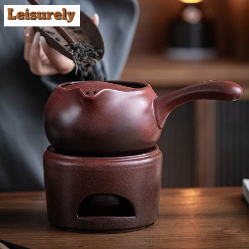 700ML Handmade Zen Black Ceramic Tea Pot Beauty Side Handle Health Pot Household Boiling Water Kettle For Electric Pottery Stove