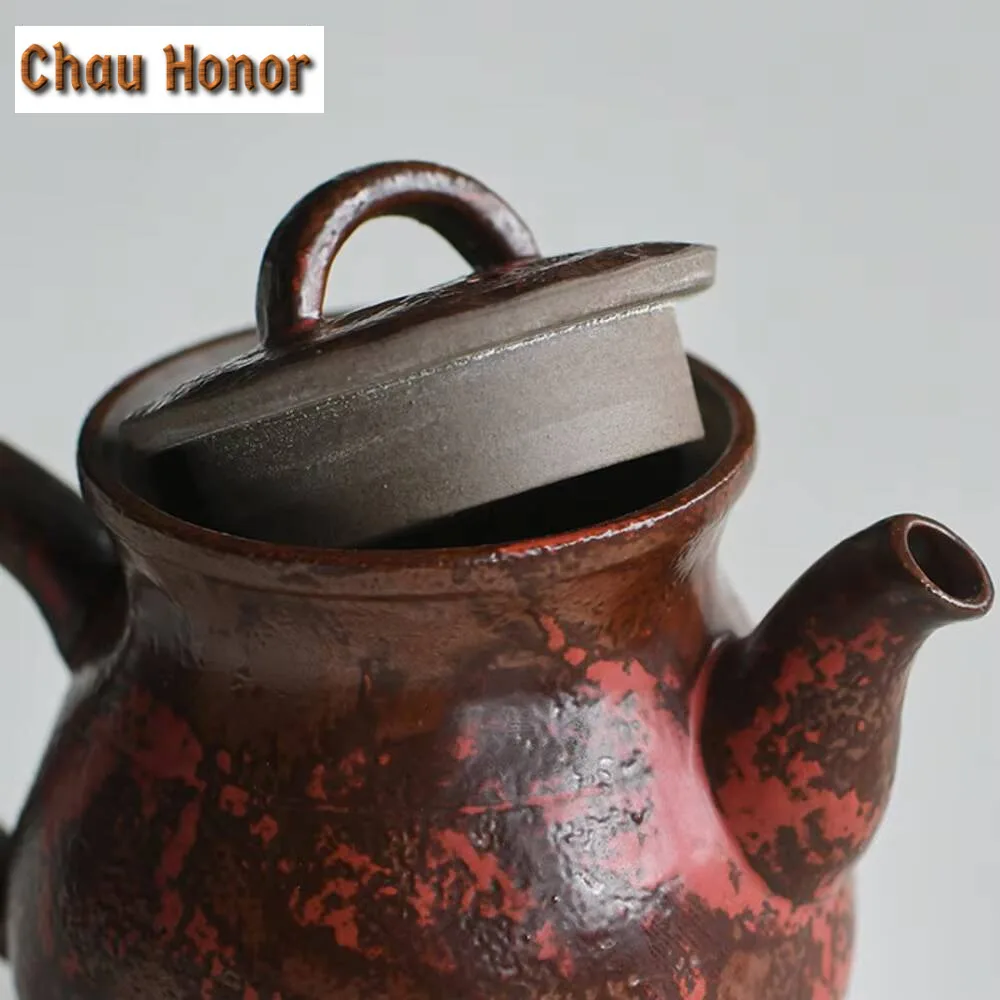 140ml Creative Saw Nail Silver Teapot Japanese Coarse Pottery Red  Pot Tea Soaking Kettle Handmade Kung Fu for Tea Collection