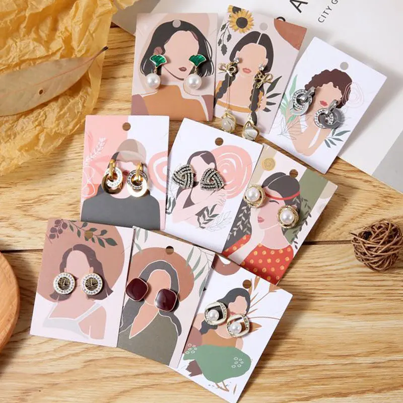 25pcs 6x8cm 귀걸이 전시 카드 목걸이 홀더 DIY 보석 귀걸이 목걸이 체인 포장 주최자 디스플레이 공급
