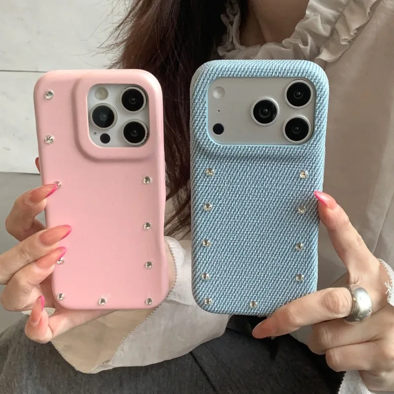 Luxury Diamond Edge Glitter Leather Phone Case - Minimalist Fashion Protective Cover