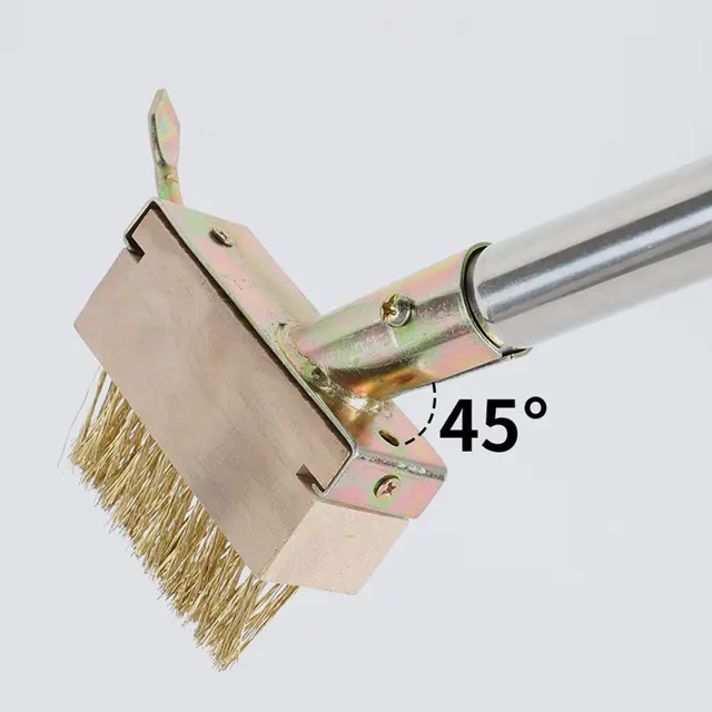 Spazzola per diserbo in filo da giardino spazzola per diserbo in filo metallico placcato in rame Extra duro spazzola per diserbo in legno lunga spazzola per la pulizia del punto terra 4