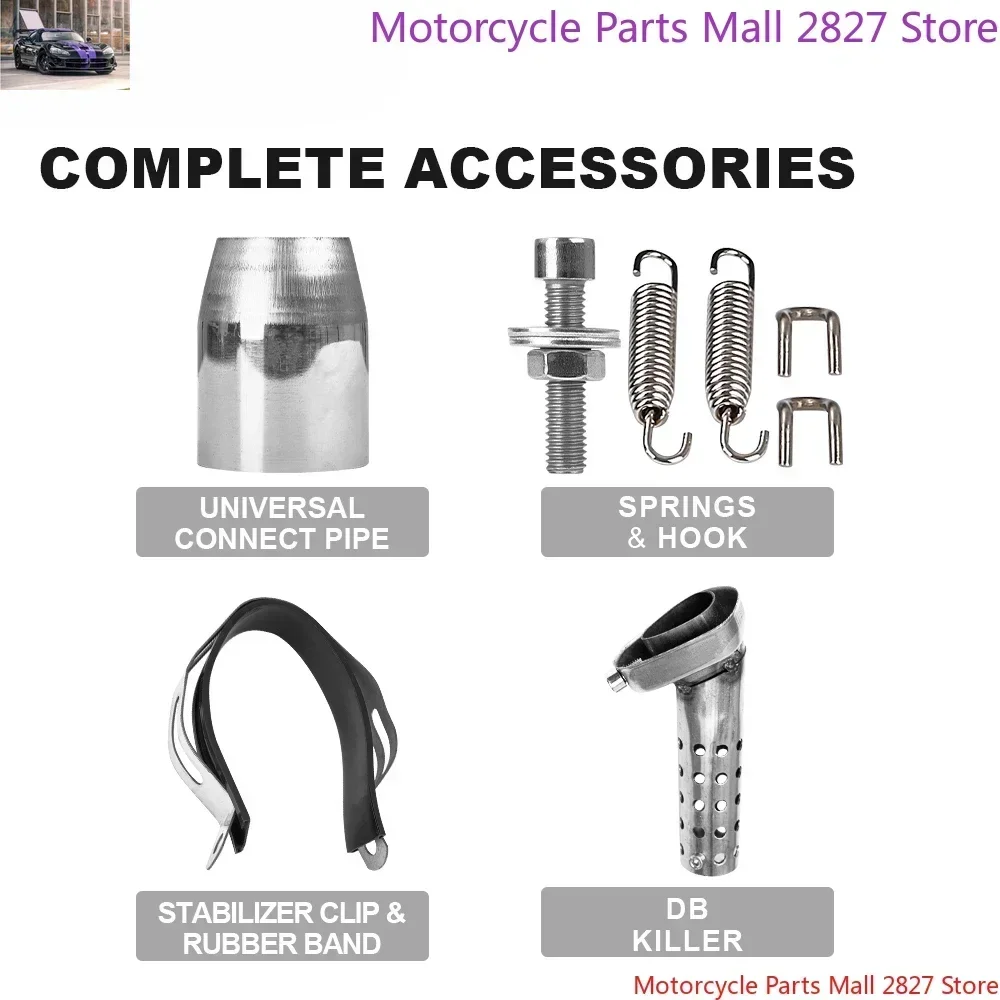 51mm Motorcycle Exhaust Muffler Pipe 250cc 350cc 600cc Escape Motorcycle Tube With DB Killer For NMAX TMAX530 MSX125 GSR600 GY6