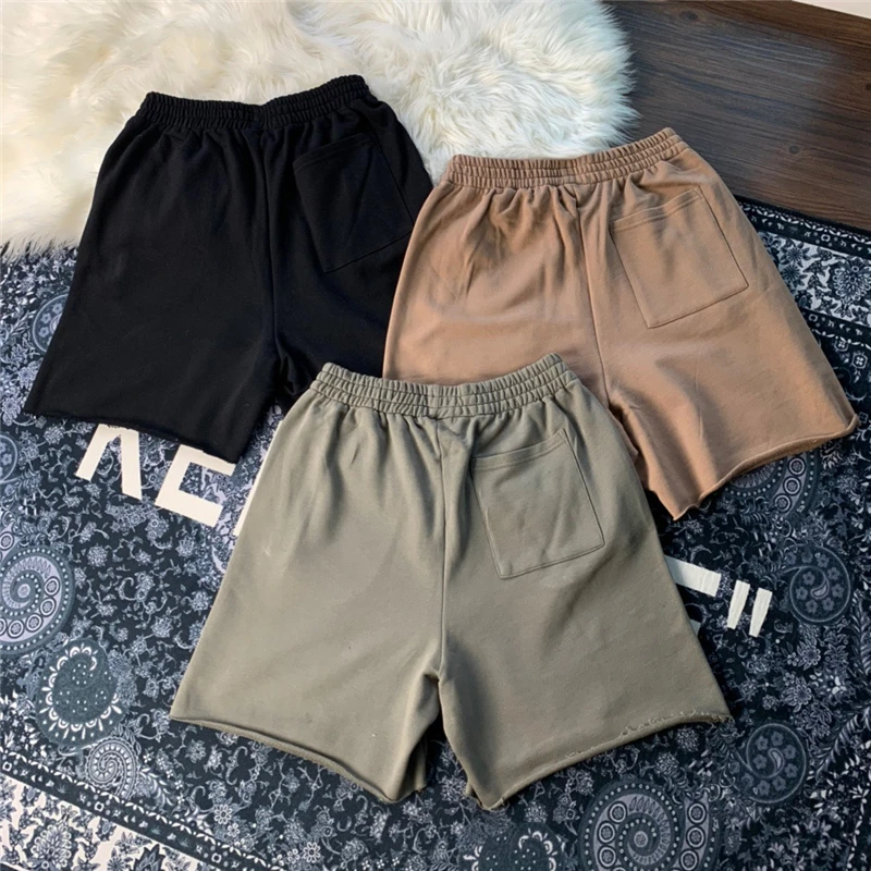 Good Quality Season 6 Kanye West Fashion Blank Shorts Men 1:1 Zipper Pockets Terry Cotton Solid Ye Women Breeches Sweat Shorts 2