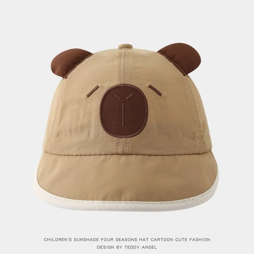 New Spring Summer Baby Bucket Hat Cute Capybara Soft Thin Newborn Bonnet Boys Girls Short Brim Sunscreen Hat Kids