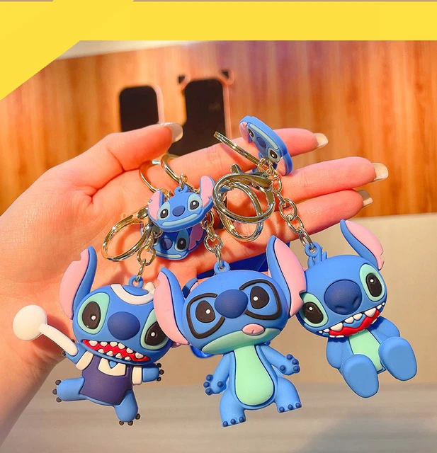 Disney Stitch keychain anime cartoon keychains movies cute key ring Keyring  Charm Kids Toys Birthday Gifts