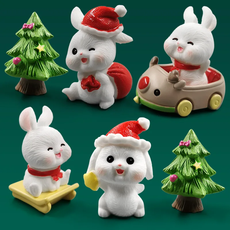 Rabbit Ornaments Rabbit Ornament Miniature Ornament Miniature Figurines Ornament Crafts 2025 Christmas Rabbit Figurine Landscape Home Kawaii Room Decor Dollhouse Miniature Fairy Garden Decoration Accessories Modern