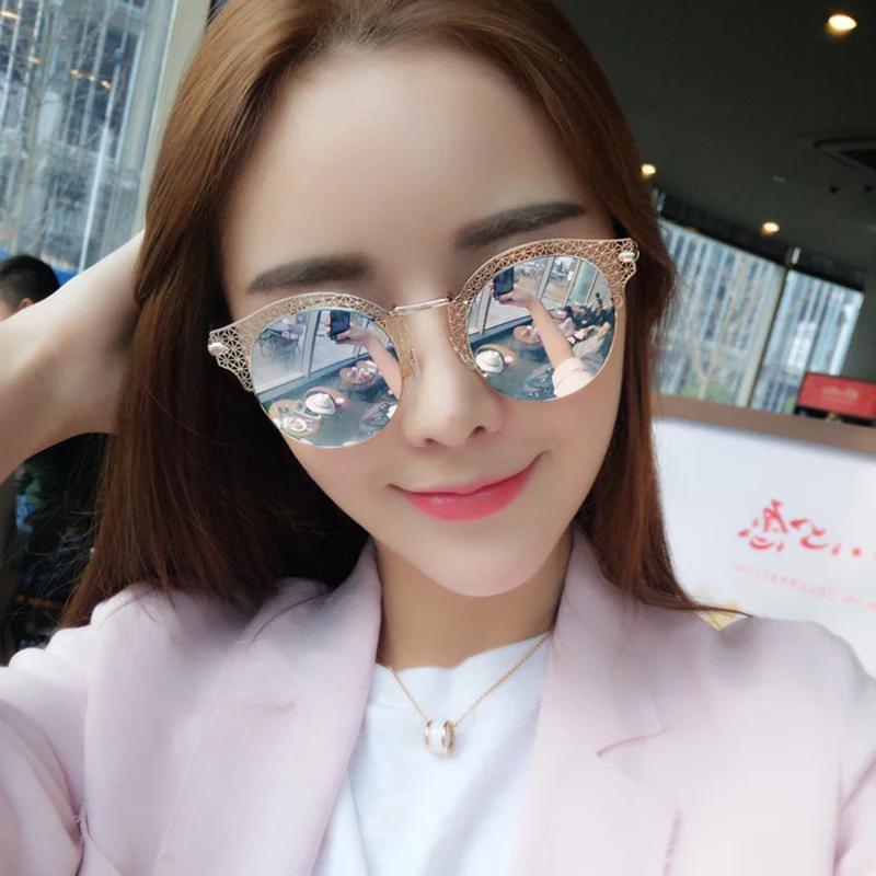 Victorylip Retro Round Lens Half Frame Brand Designer Metal Women Or Men Mirror Occhiali Da Sole Cat Eye Shades Retro