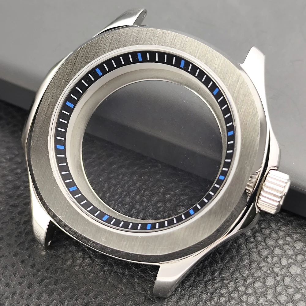 Sleek Silver Steel Watch Case with Sapphire Glass and Seal Ring, 39.5mm