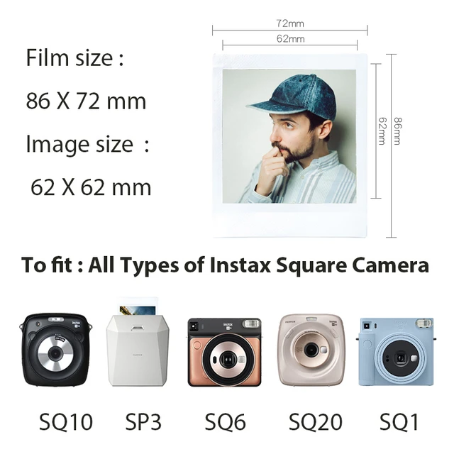 Skalk In tegenspraak bellen Original Fujifilm Instax Square Film Instant Photo Paper 10-100 Sheets for  Fuji SQ1/6/10/20 Cameras SP3/SQ Link Instax Printer _ - AliExpress Mobile