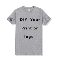 Personalized 100% Cotton Custom Print T-Shirt - Unisex Short Sleeve Graphic Tee - XXXL (Gray)