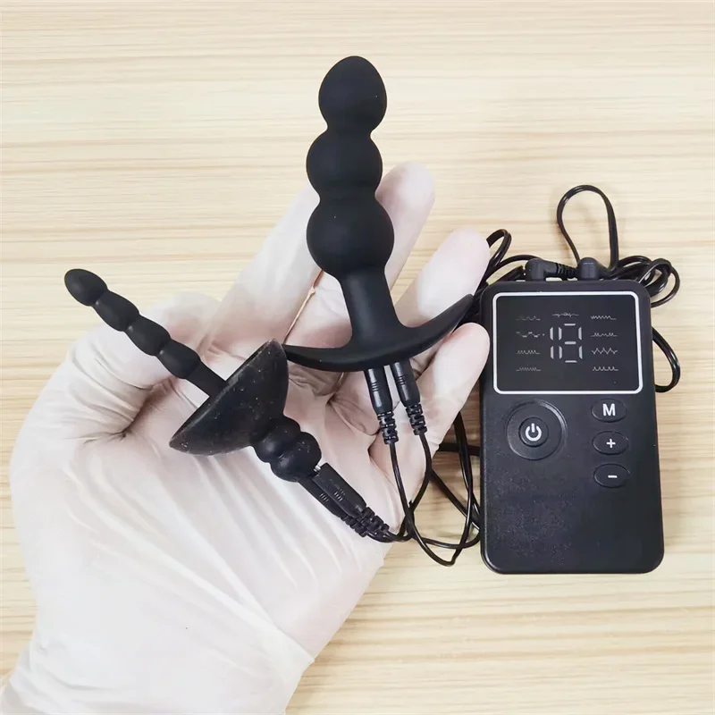 1 Set 8 Modes Electric Shock Urethral Sounding Silicone Penis Plug Anal Beads Male Horse Eye Masturbation Sex Toys for Men Gay