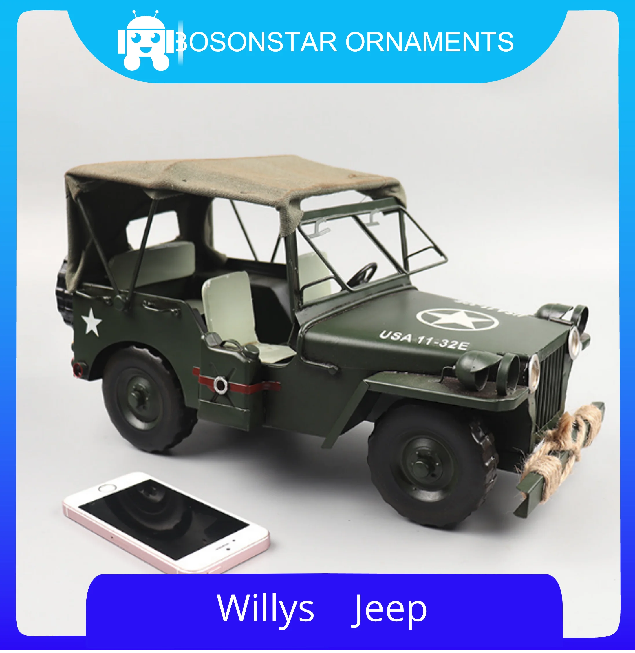 Simulation Of Willys Jeep Model Wrought Iron Retro Nostalgic Objects
