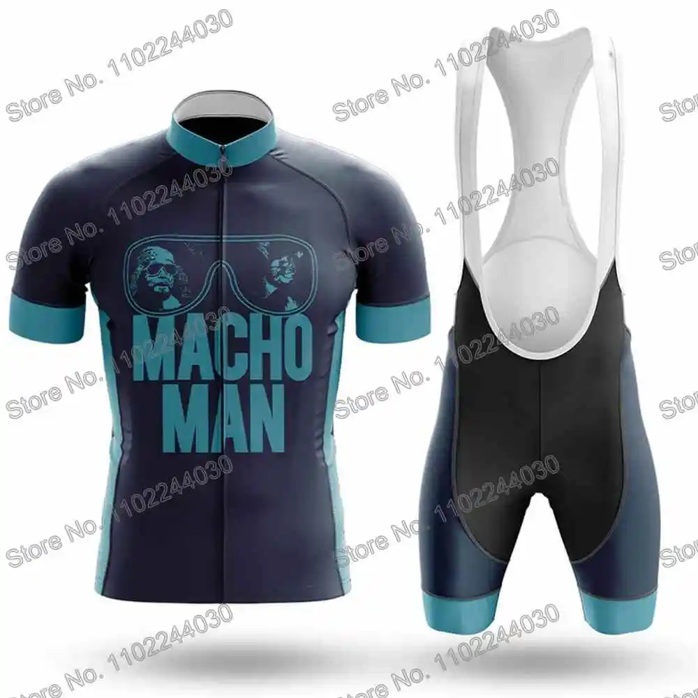Macho Man Cycling Clothing Summer Cycling Jersey Men's Set Road Bike Shirt Suit Short Sleeve MTB Women Bicycle Bib Shorts