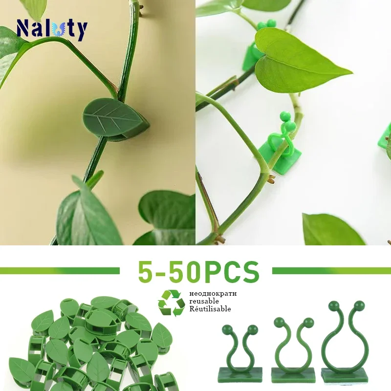 Plant Climbing Wall Fixture Clips Rattan Clamp Fixator Self-Adhesive Vine Buckle Hook Invisible Vine Binding Clip 5-50Pcs