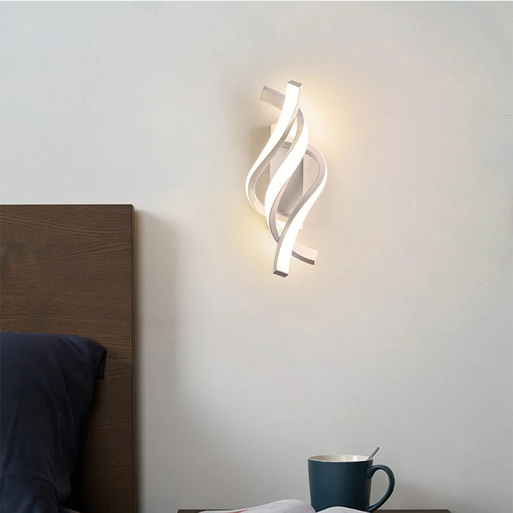 나선형 LED 벽 램프, 곡선 디자인, 3000K 거실 배경 조명, 1280LM 미니멀리스트 모던 홈 스터디 룸
