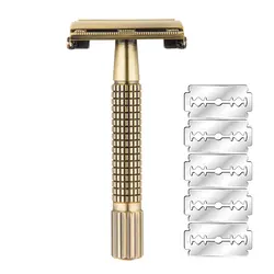 YINTAL Replaceable Shaver Brass Men Safety TTO Razor Classic Butterfly Mechanism Double Edges Razors Plating Grid Handle Shaver