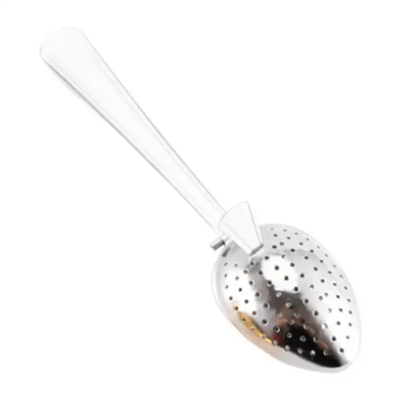 Tea Strainer Spoon Stainless Steel Snap Spoon Tea Leaves Infuser Fine Holes Coffee Filter Interval Diffuser For Brewing