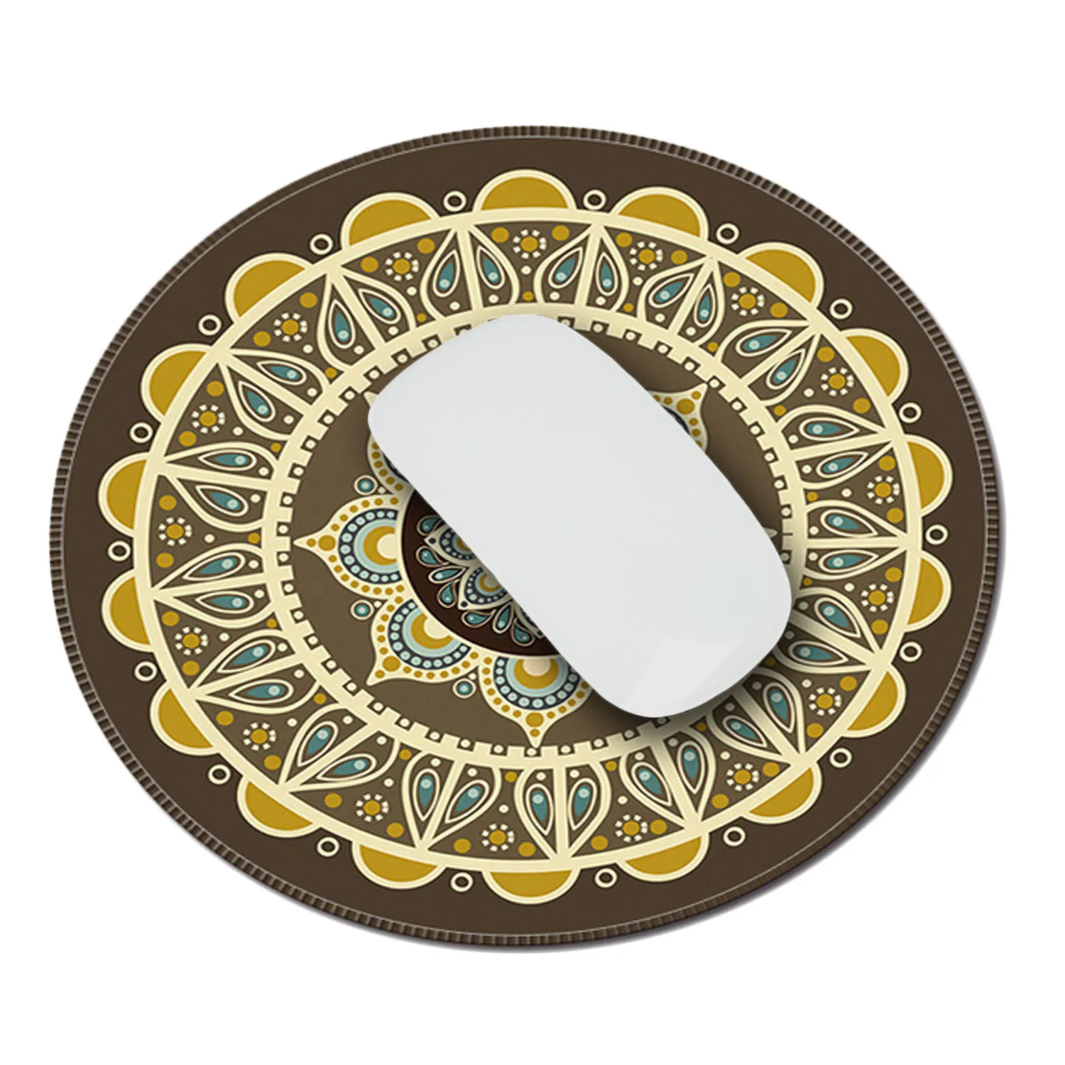 Vococal Vintage Bohemian Round Computer 3D Carpet Mouse Pad Mat Mousepad Anti Slip for Home Office PC Gaming LOL Overwatch CS GO