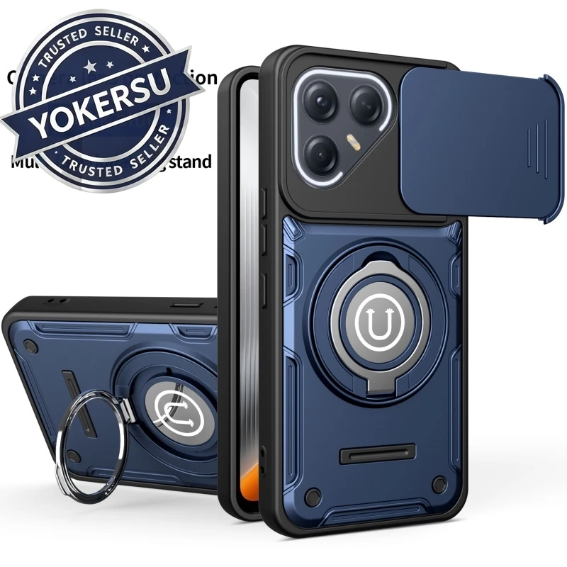 Shockproof Armor Phone Case with Magnetic Ring and Camera Protection